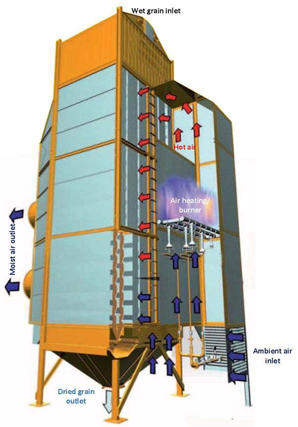 MIXED FLOW AUGER GRAIN DRYER