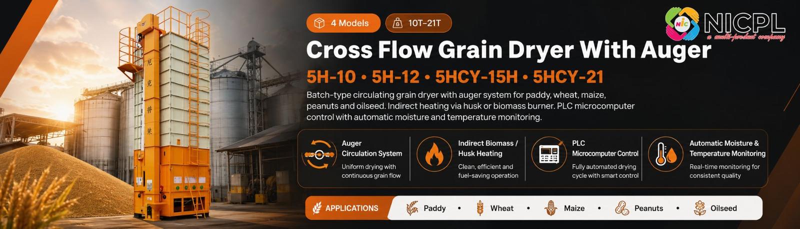 Grain dryers for paddy, maize and wheat