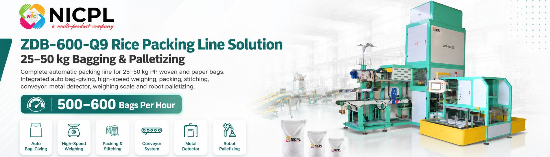 Rice and grain packing machines