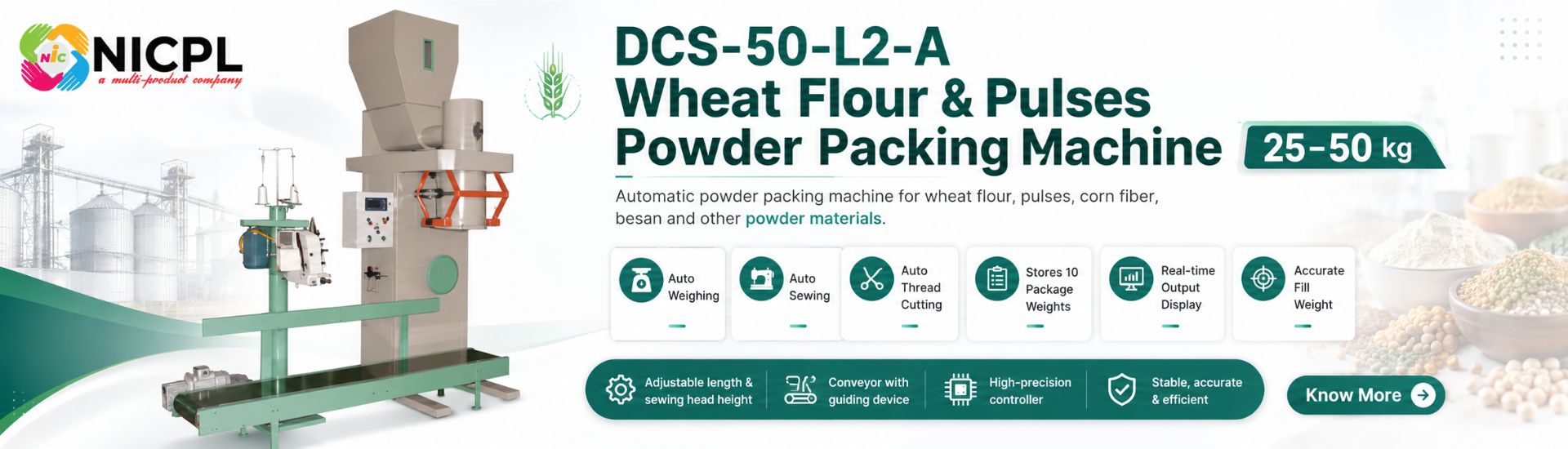 Rice and grain packing machines