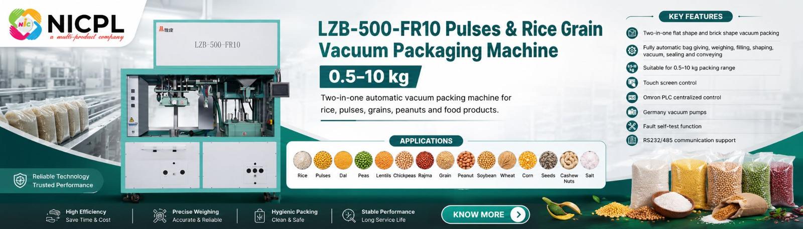 Rice and grain packing machines